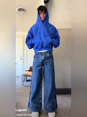 LIQUID LAGOON Wide-Leg Jeans in Blue Denim  Y2K Skate JNCO